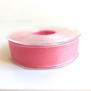 Lurex Organza Ribbon  25 mm - Color Pink